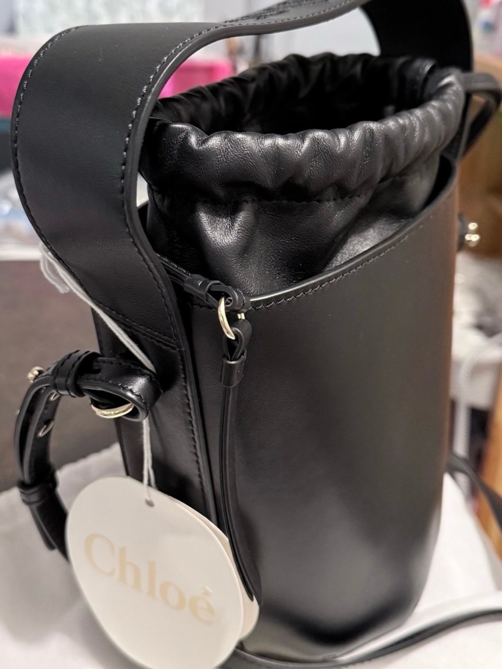 Chloé Black Leather Bucket Bag - Picture 3 of 8